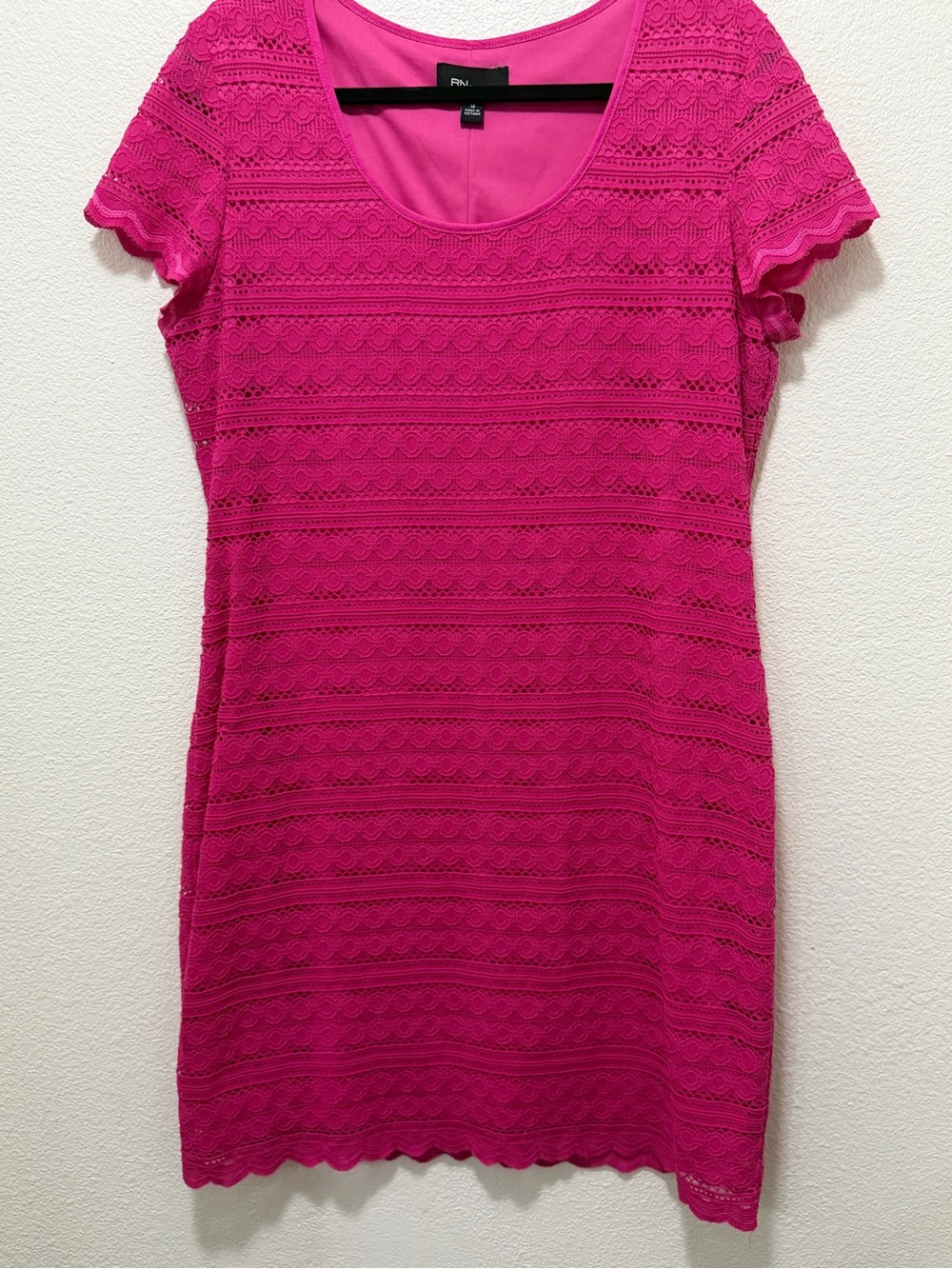 RN Studio pink lace lined knee length dress, size 18